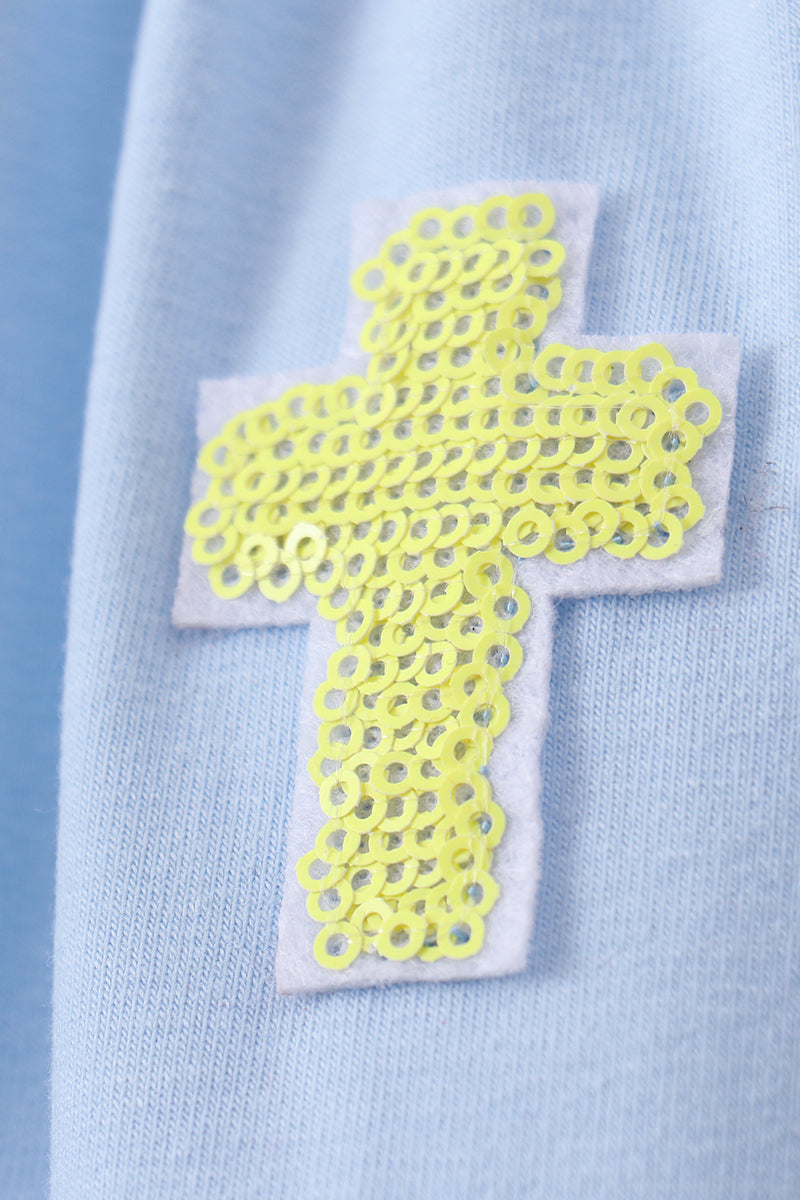 Blue cross sequin tiered dress