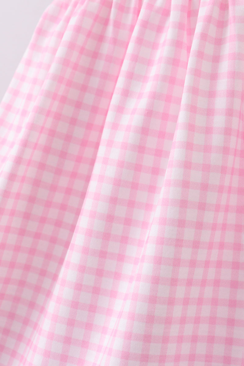 Pink watermelon embroidery ruffle dress