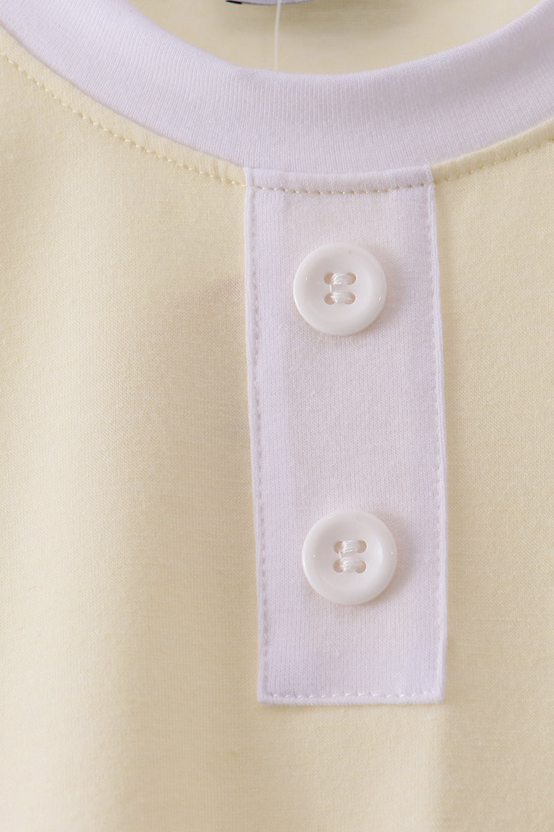 Yellow cross embroidery top