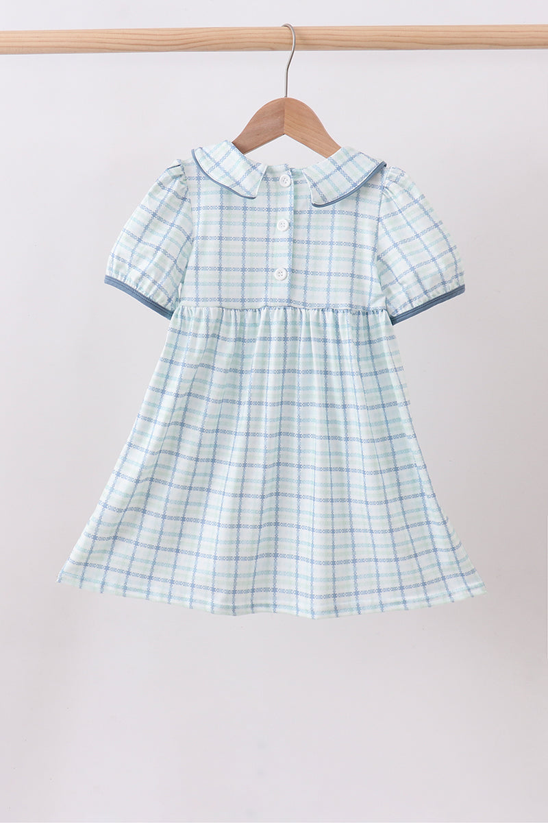 Blue plaid duck smocked dress