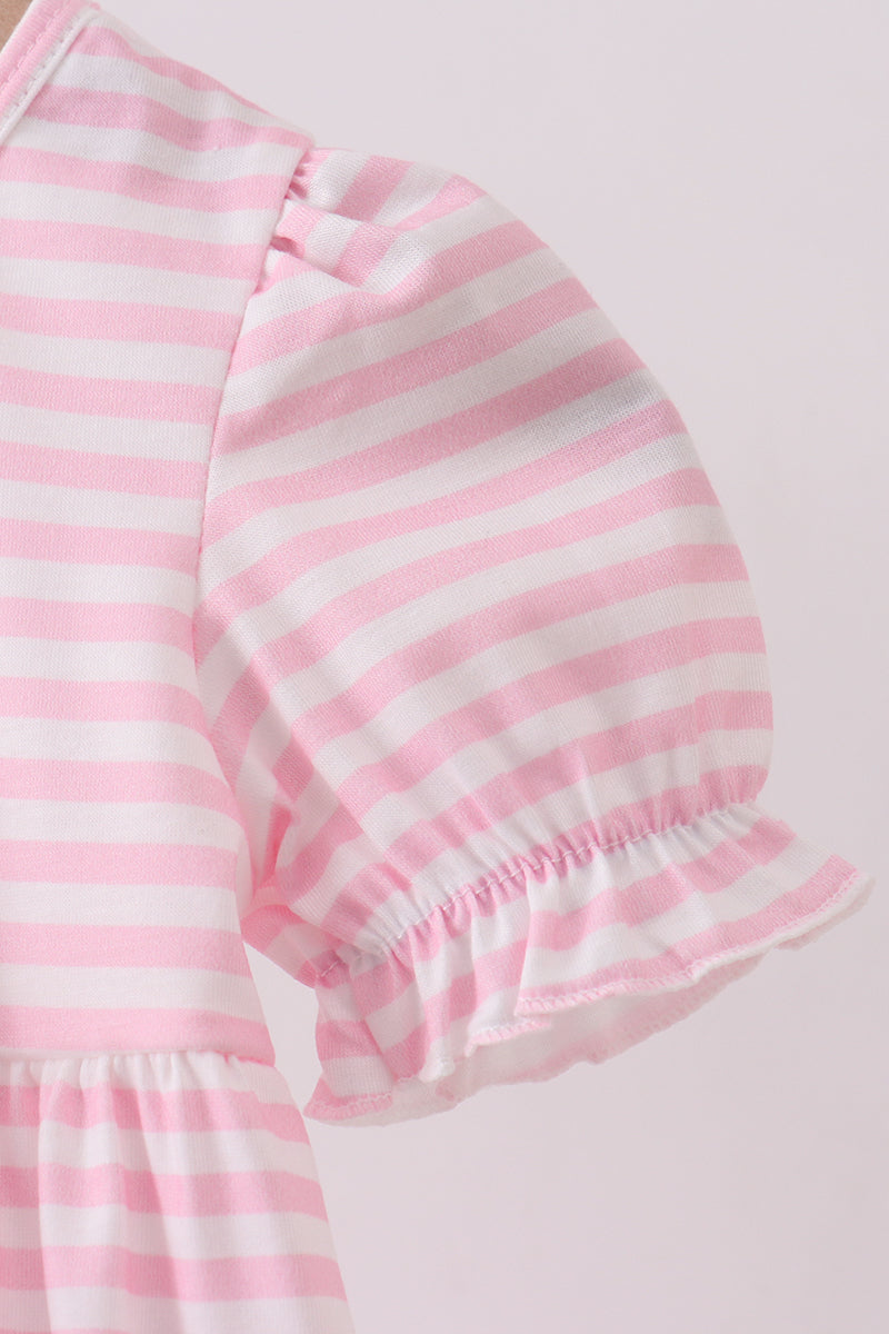 Pink stripe cross applique bubble