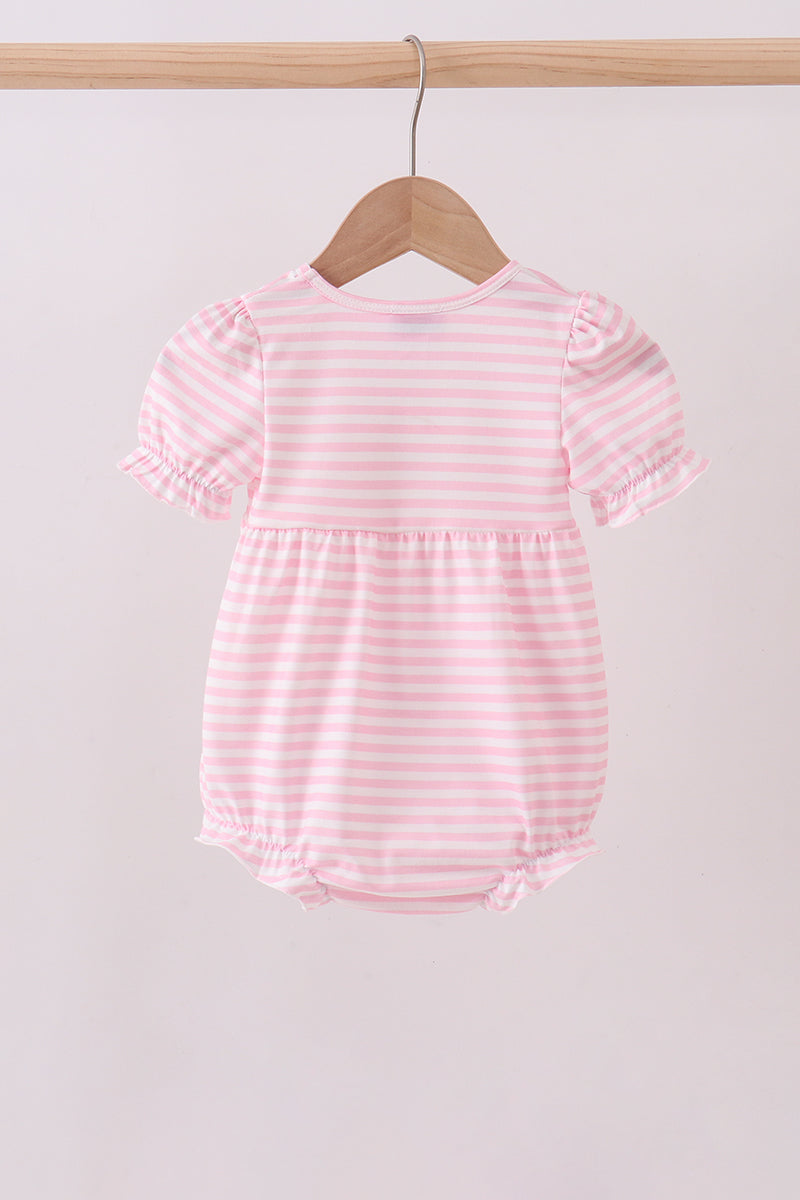 Pink stripe cross applique bubble