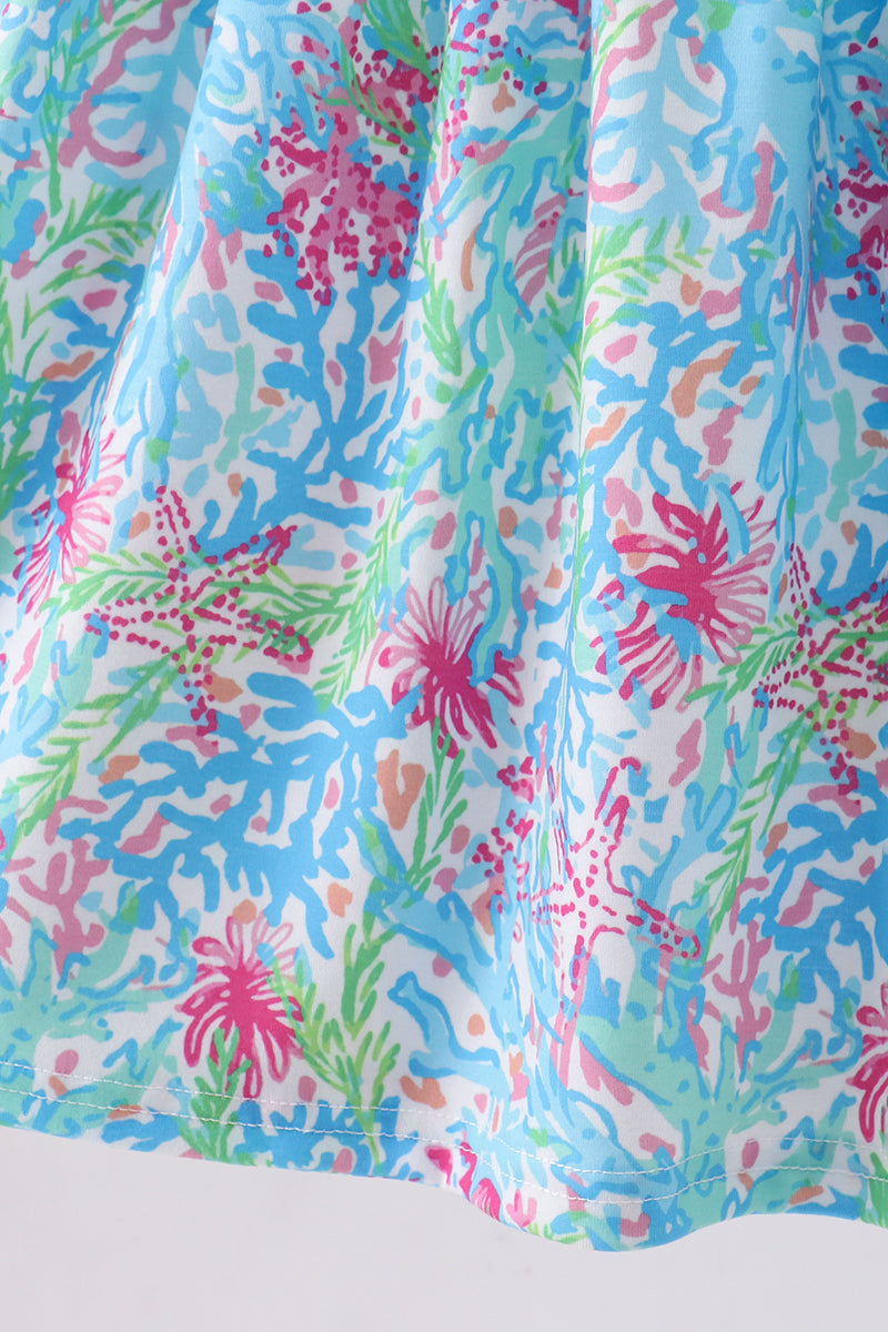 Mint island bloom 2pc ruffle shorts set