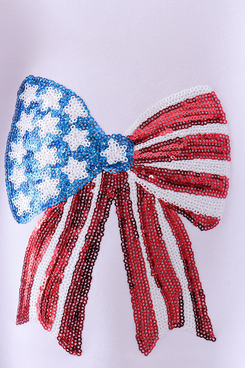 White bow sequin skort set