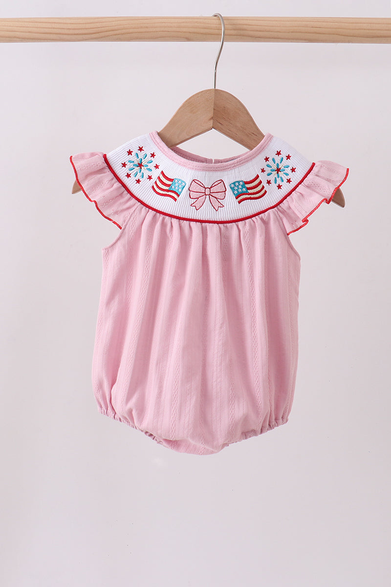 Pink fireworks flag smocked jacquard bubble