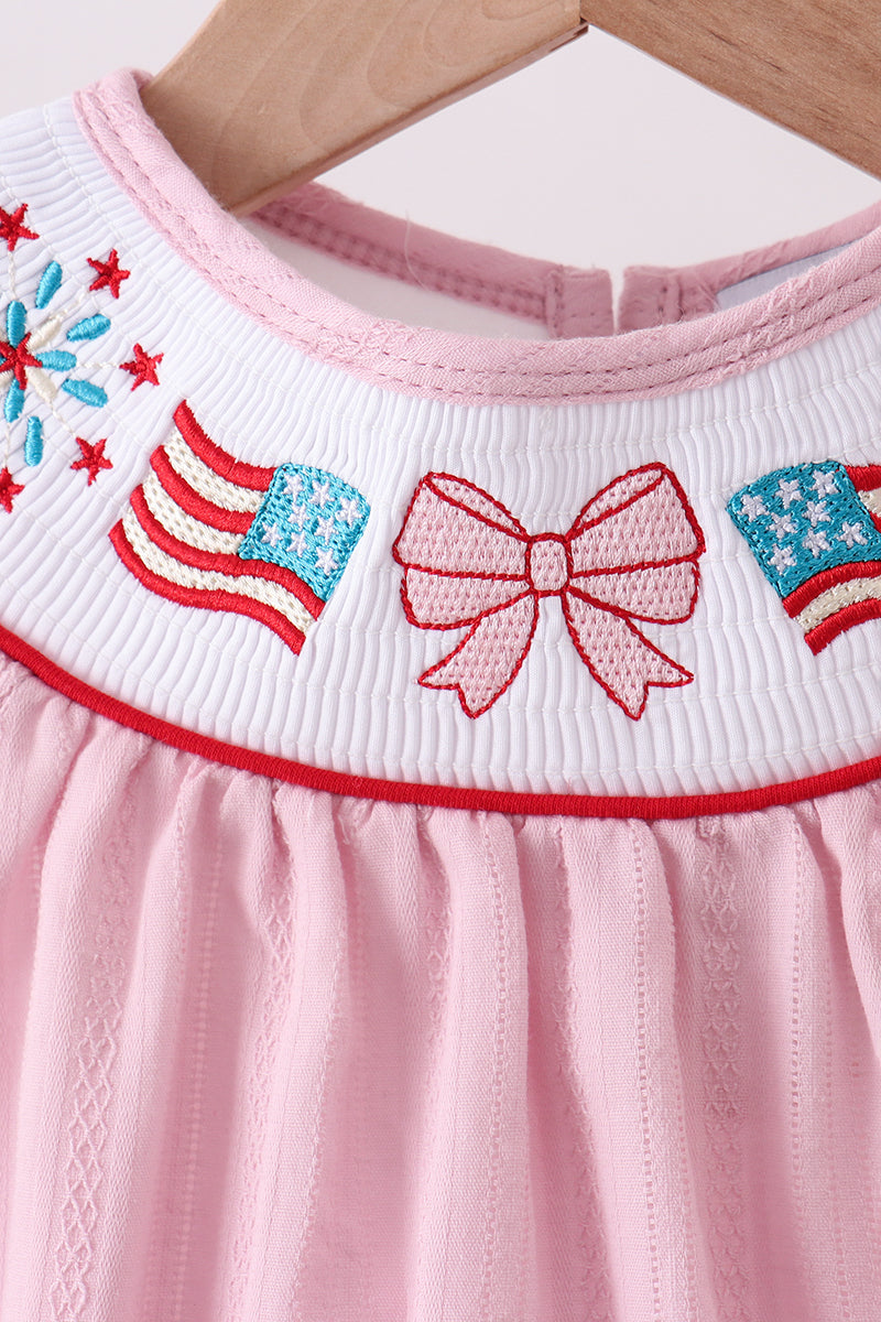 Pink fireworks flag smocked jacquard bubble