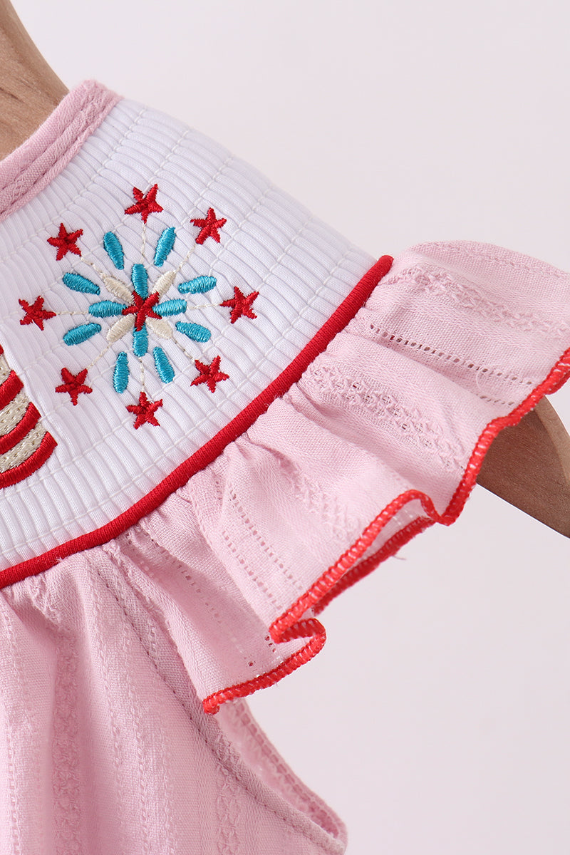 Pink fireworks flag smocked jacquard bubble