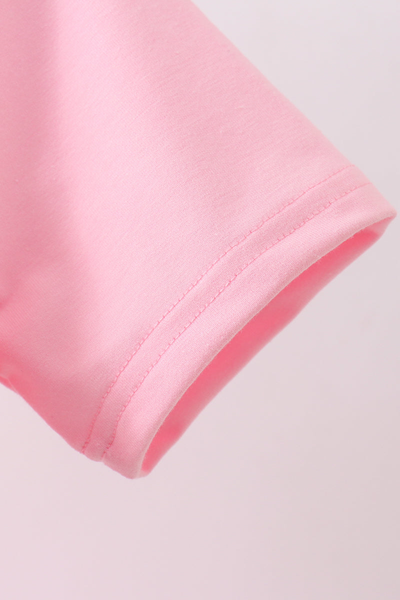 Pink flag bow sequin mom&me top