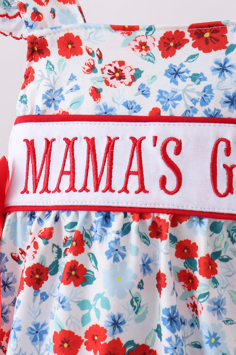 Red floral MAMA's Girl embroidery bubble