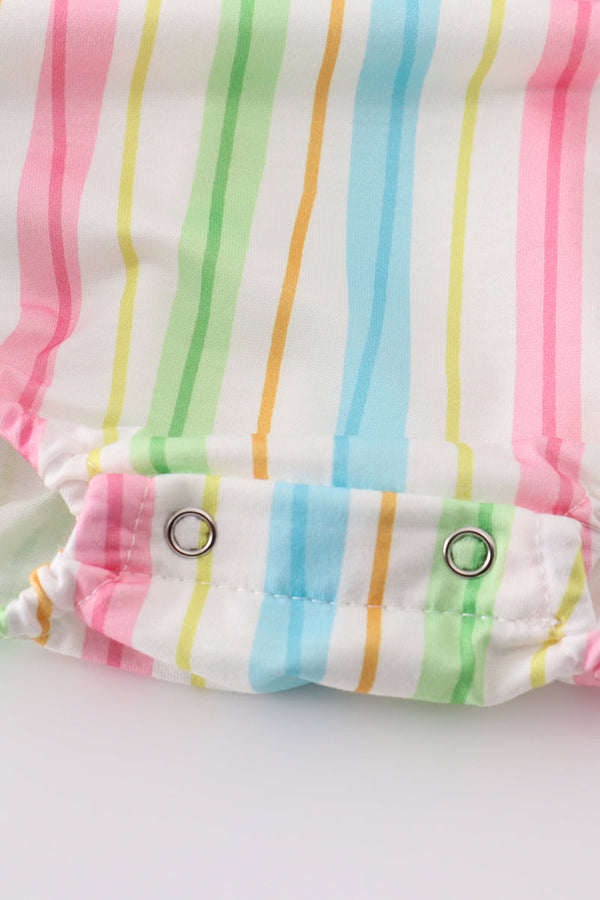 Stripe Dr. Seuss embroidery smocked bubble