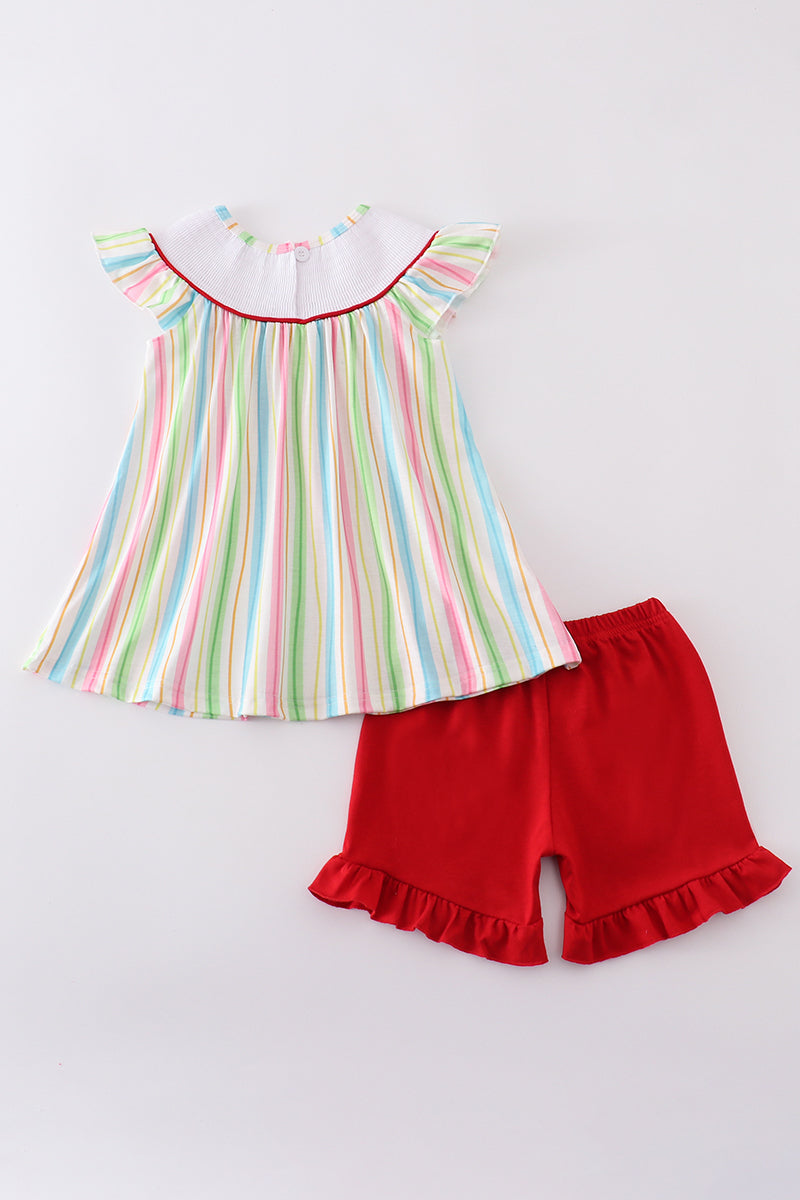 Stripe Dr. Seuss embroidery smocked set