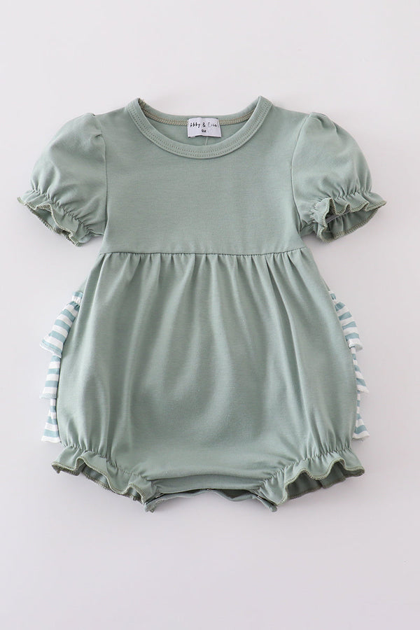 Sage stripe ruffle bubble