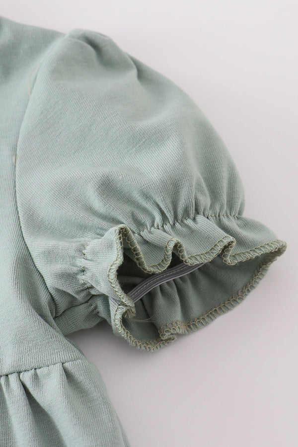 Sage stripe ruffle bubble
