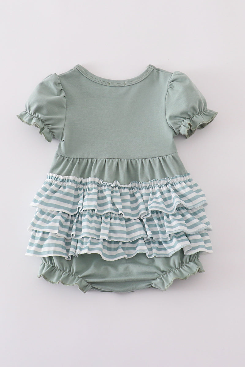 Sage stripe ruffle bubble