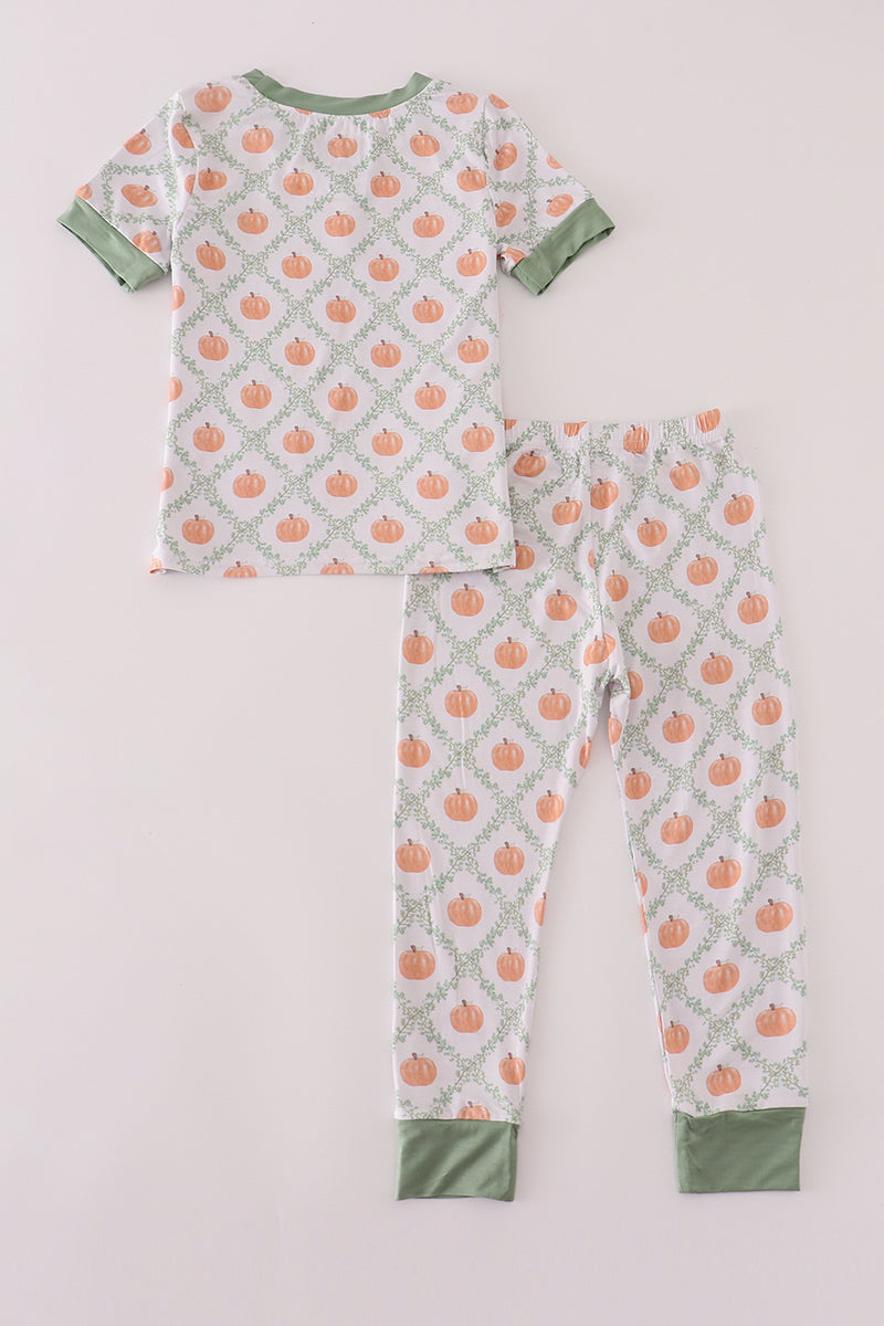 Green pumpkin bamboo pajamas set