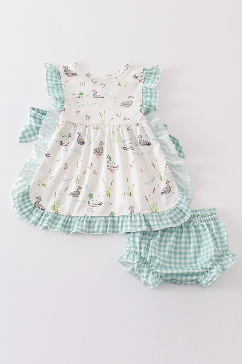 Sage duck girl bloomers set