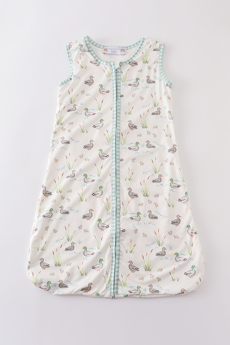 Sage duck baby gown