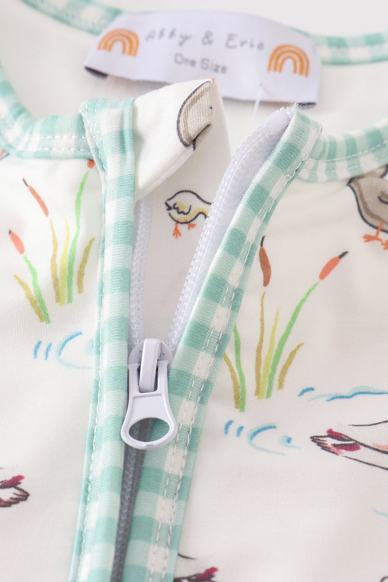 Sage duck baby gown