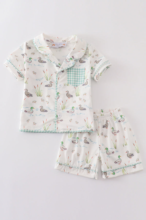 Sage duck boy pajamas set