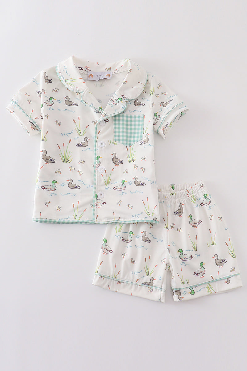 Sage duck boy pajamas set