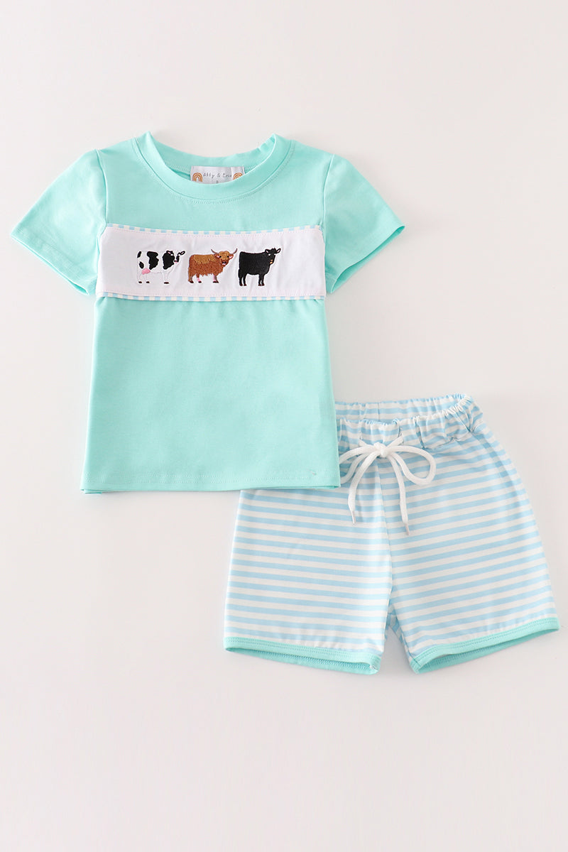 Sky cow embroidery boy set