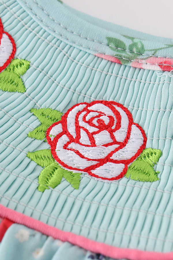 Rosebud bliss print smocked girl bubble
