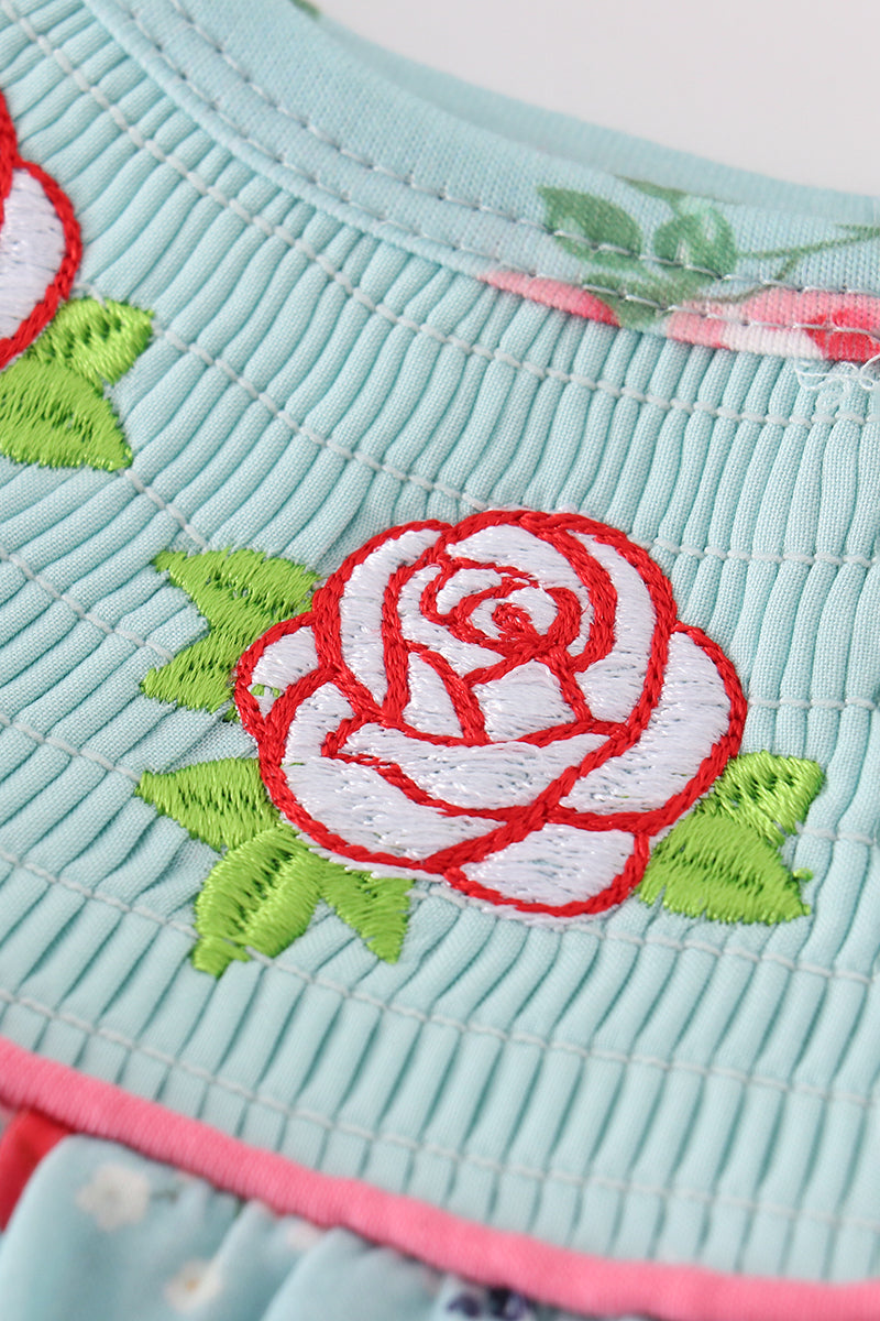 Rosebud bliss print smocked girl bubble