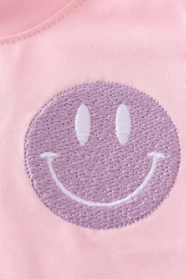 Purple smile gingham bloomer set