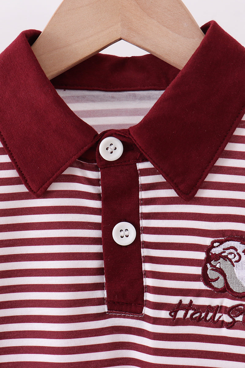 Mississippi Hail State embroidery stripe top