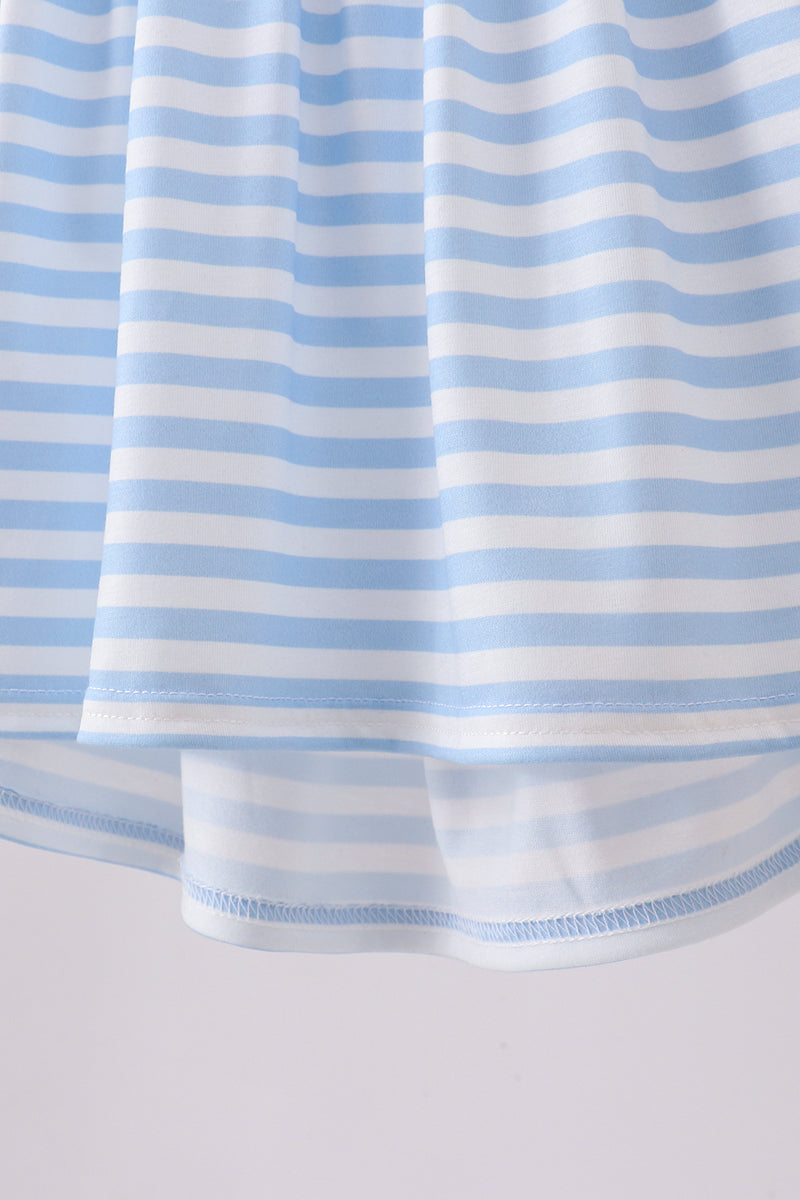 Red flag smocked stripe ruffle shorts set