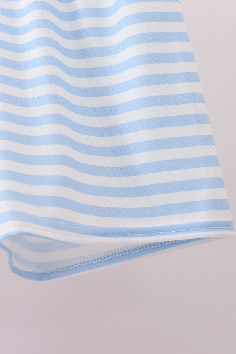 Red flag smocked stripe shorts set