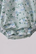 Sage cross embroidery floral ruffle bubble