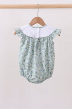 Sage cross embroidery floral ruffle bubble